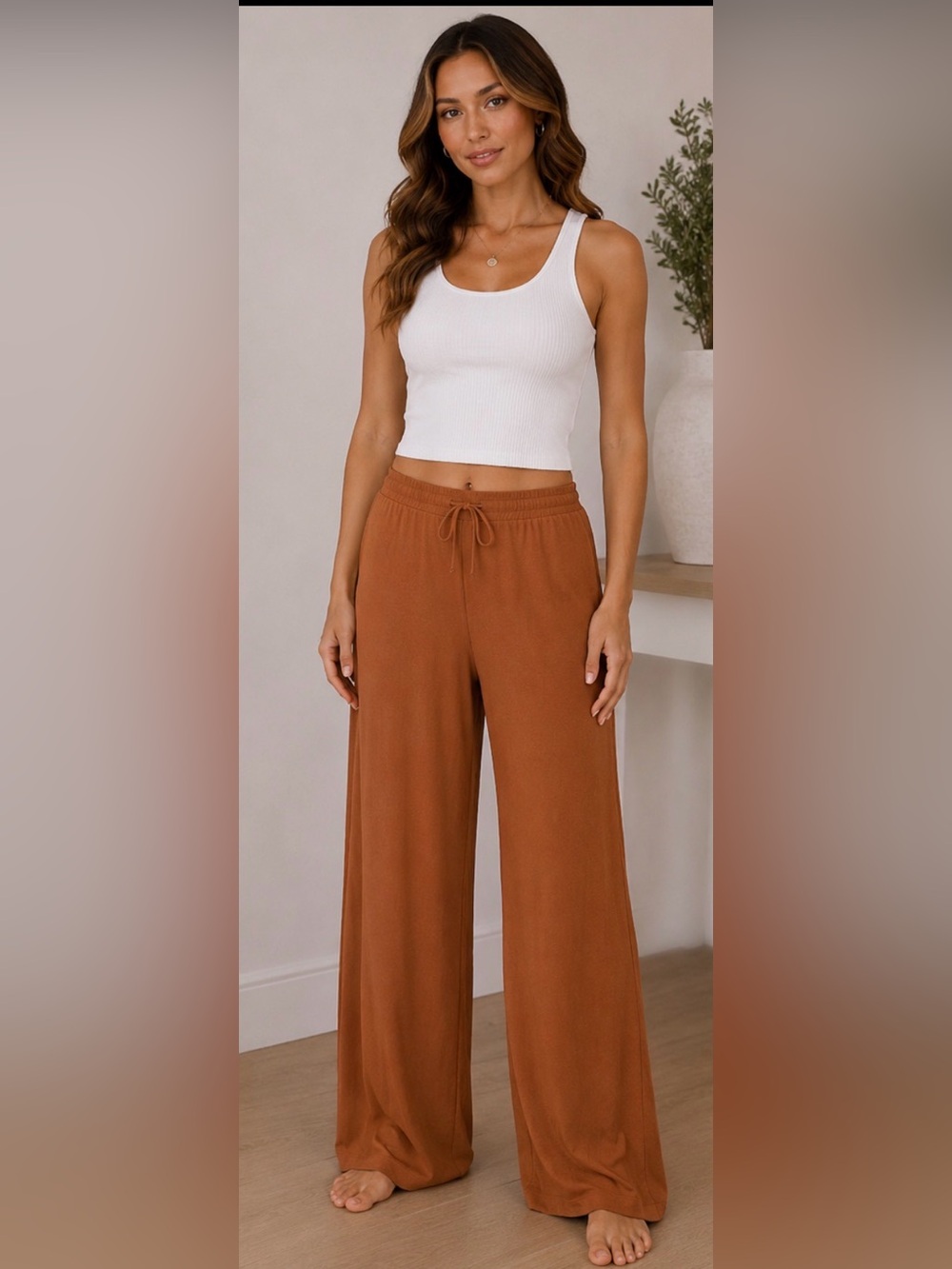 SKIMS Bronze Wide Leg Sleep Lounge Pants Size XL NWOT